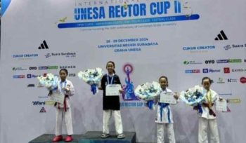 Foto : Naida Aurelia Juara 1 Karate Tingkat Internasional Pra Pemula Putri