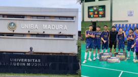 Foto : Kanan salah satu peserta Turnamen Futsal Menpora Cup 2025, kiri Kampus Uniba Sumenep Madura Jawa Timur 