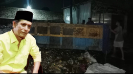 Foto : H.Tolak Ibnu Hajar Kepala UPTD Pasar Anom dan Foto  Petugas kebersihan Saat Membersihkan Tumpukan Sampah